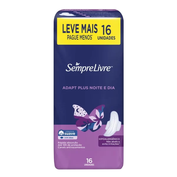 ABSORVENTE SEMPRE LIVRE NOITE E DIA SUAVE COM ABAS COM 16UN